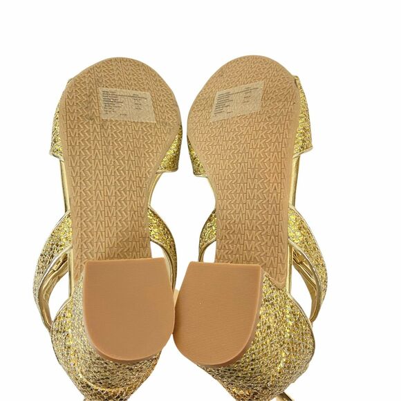 Michael Kors Sandals Metallic Gold Sparkle Women's Gemini Jones Ankle Strap sz 4 - Picture 5 of 16